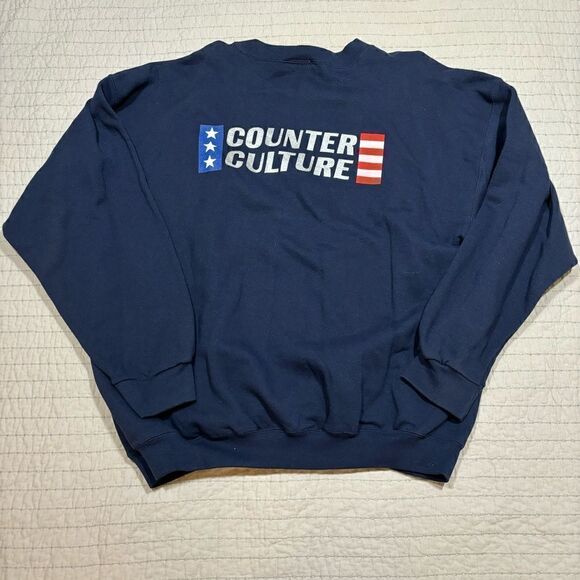 Vintage Counter Culture Flag Navy Crewneck Sweatshirt XL - Picture 7 of 7